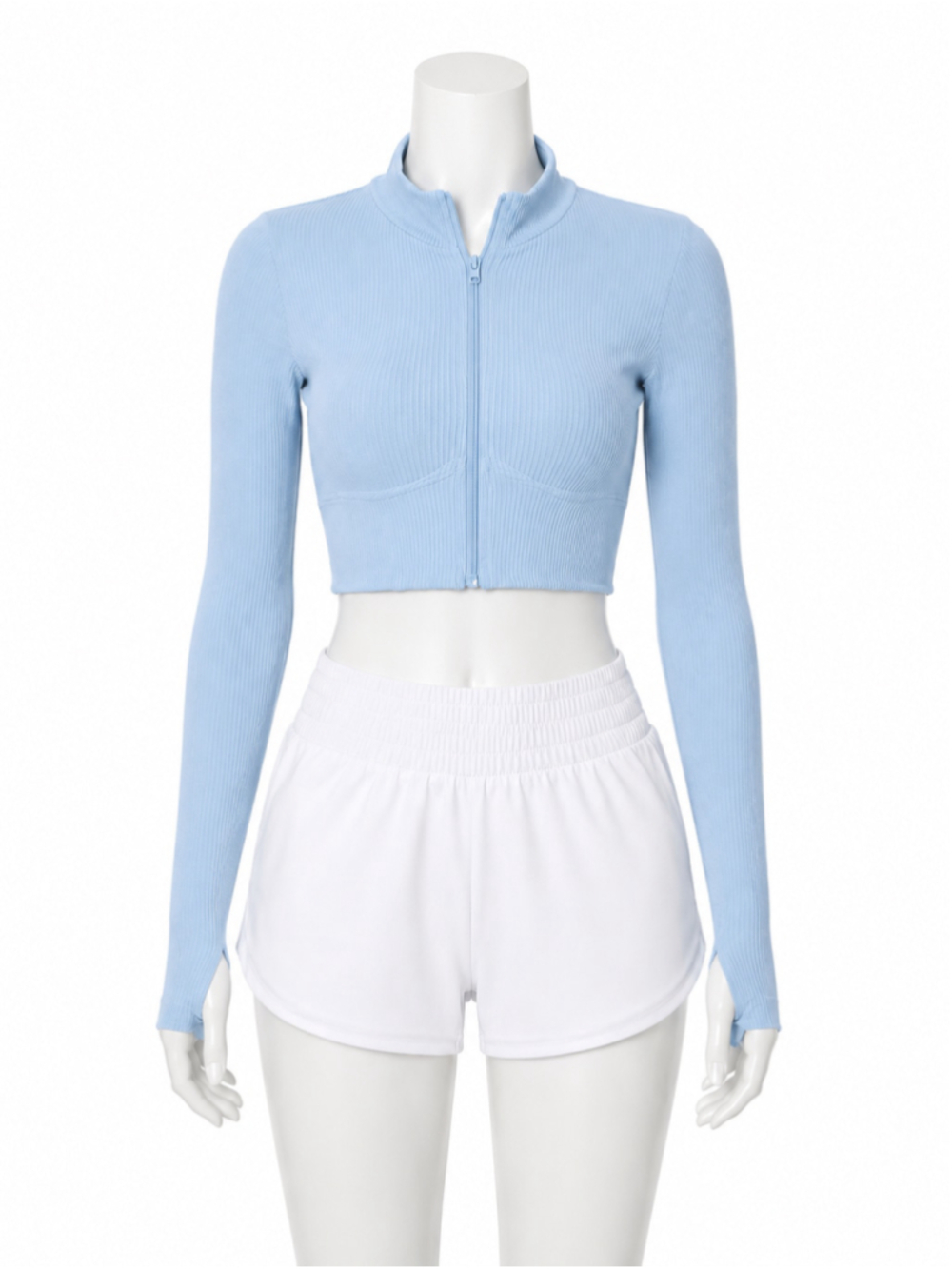 Forever 21 Active Powder Blue Cropped Zip-Up Jacket – Size M - Picture 6 of 7